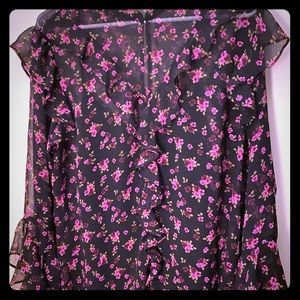 Express Floral Georgette bell sleeve sheer blouse